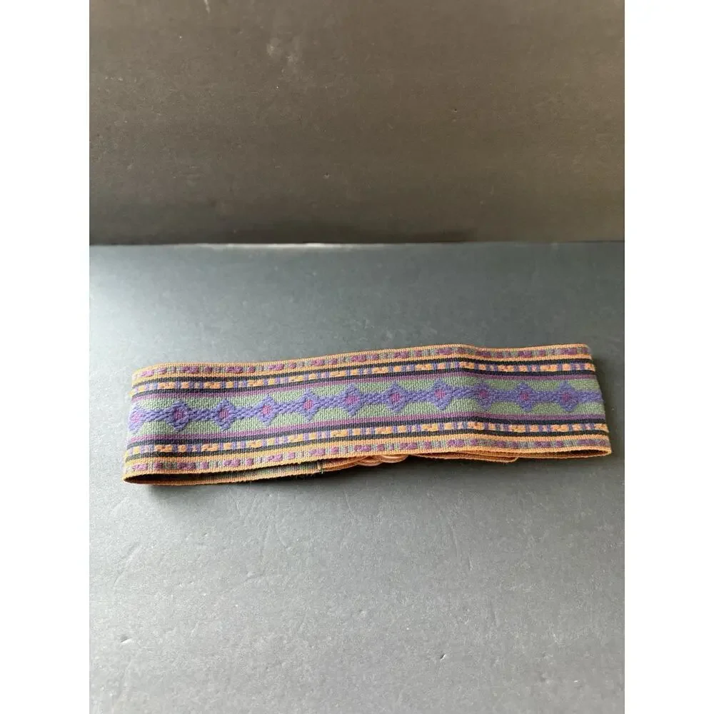 Lands End Southwestern Colorful Boho Belt Woven Fabric Boho One Size Festival